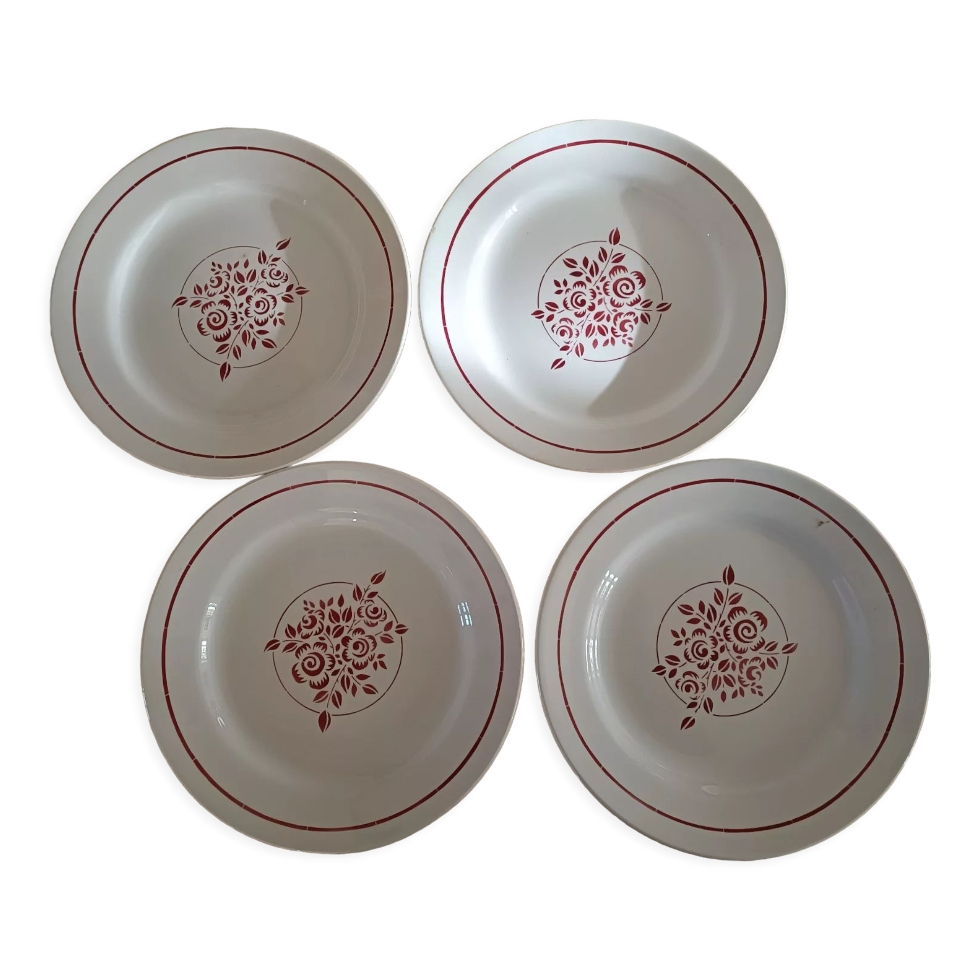 Set of 4 plates HBCM Creil-Montereau