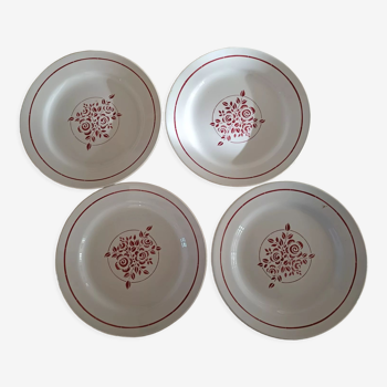 Lot de 4 assiettes HBCM Creil-Montereau