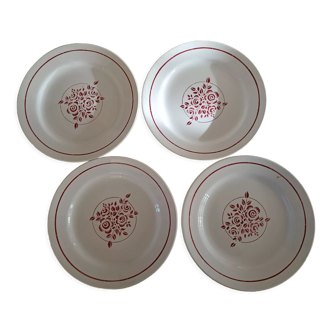 Lot de 4 assiettes HBCM Creil-Montereau