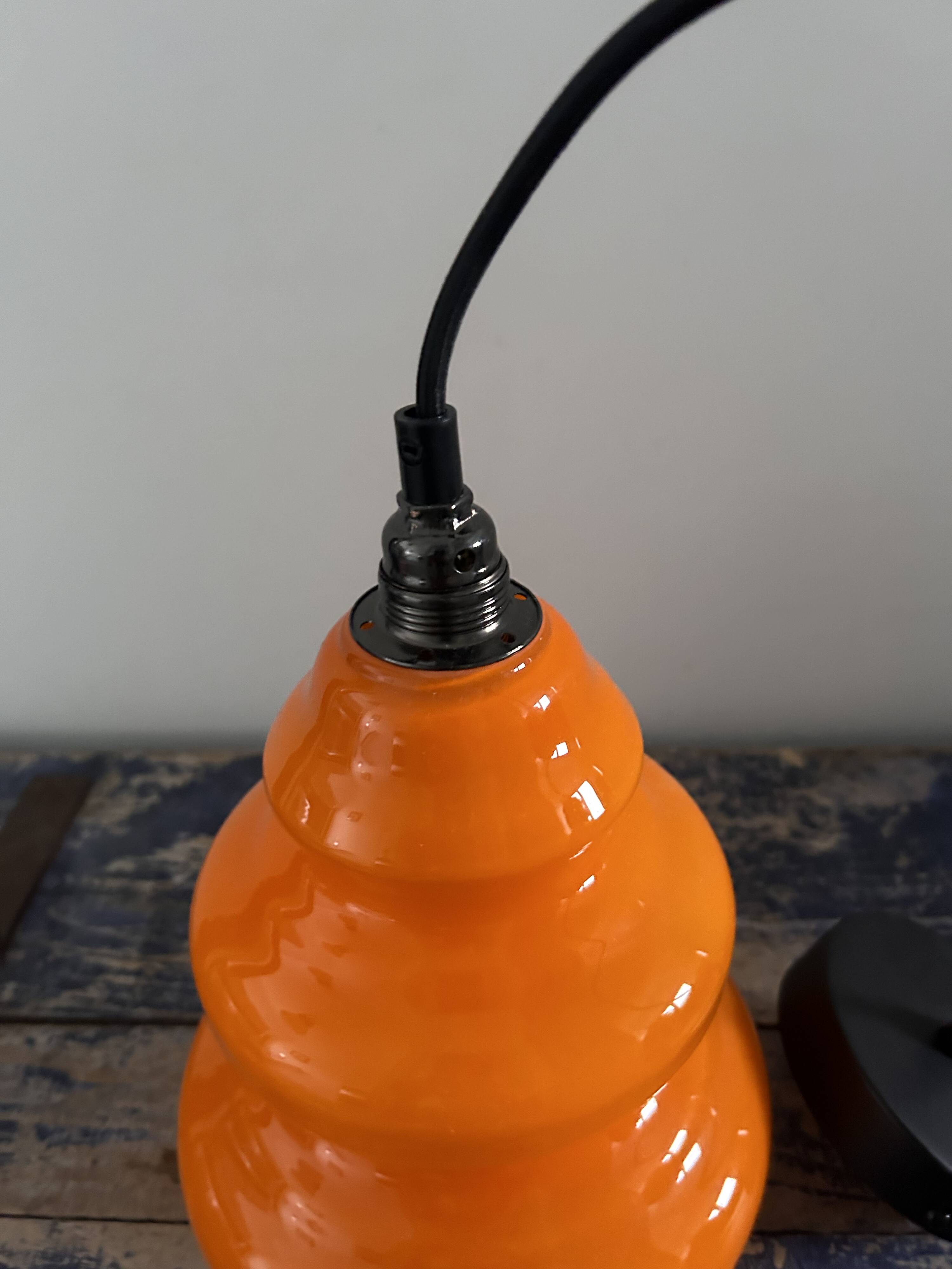 Orange opaline pendant light