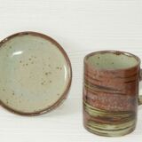 Lot 4 mugs - vintage 70s enamelled sandstone sub-mugs