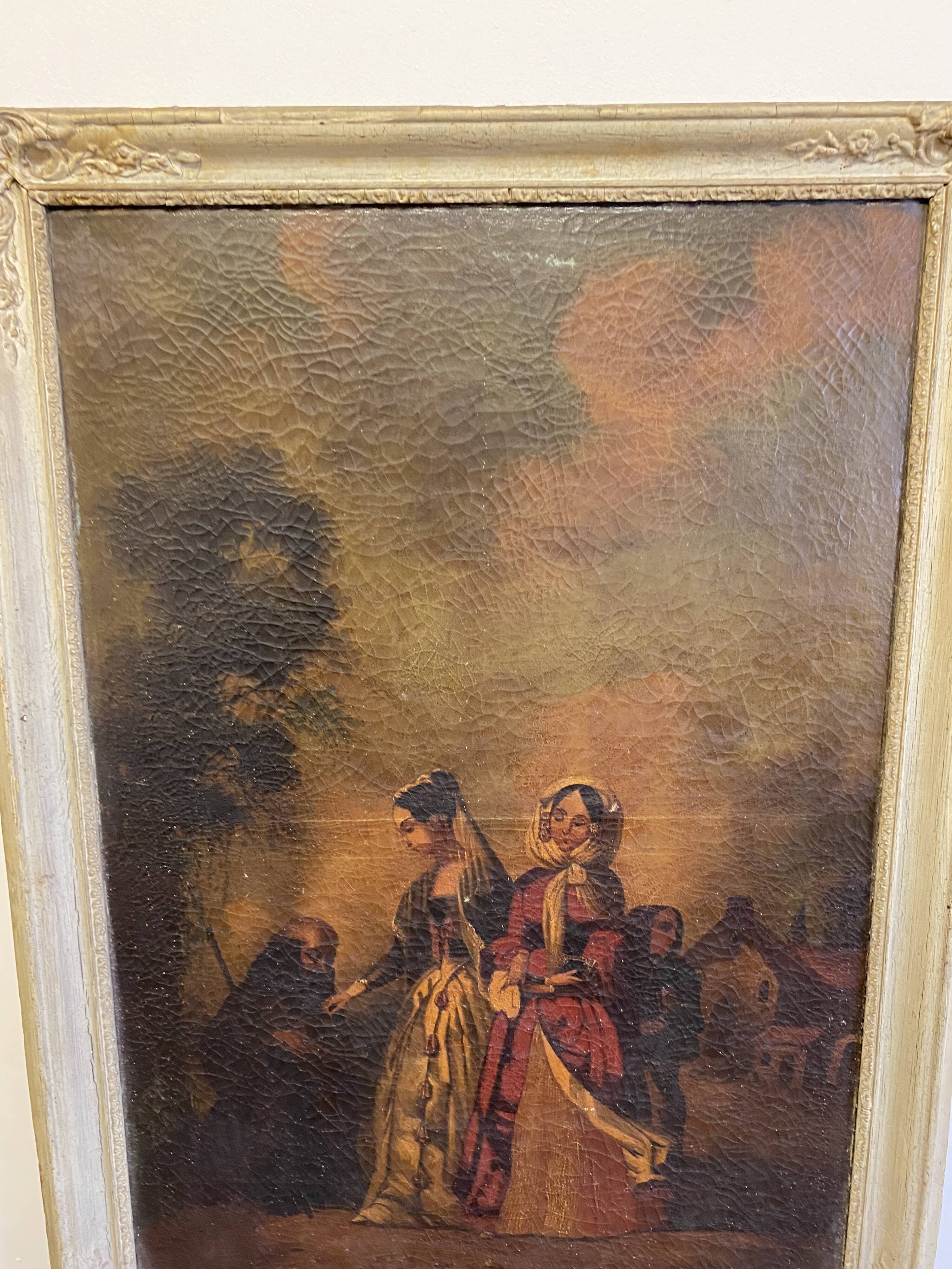 19th century trumeau - Romantic scene - 77cm x 160cm