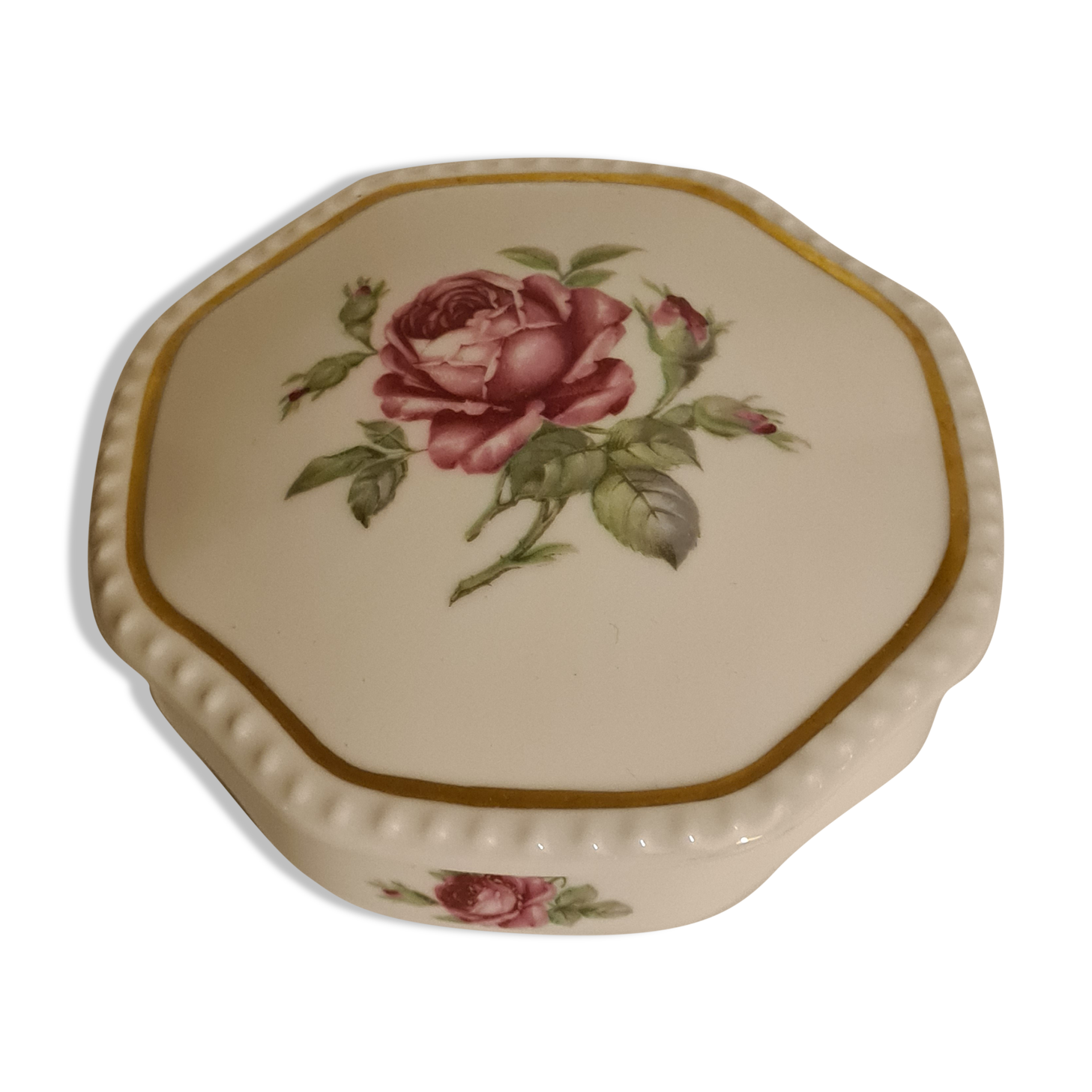 Porcelain box of Limoges RH pink decorations