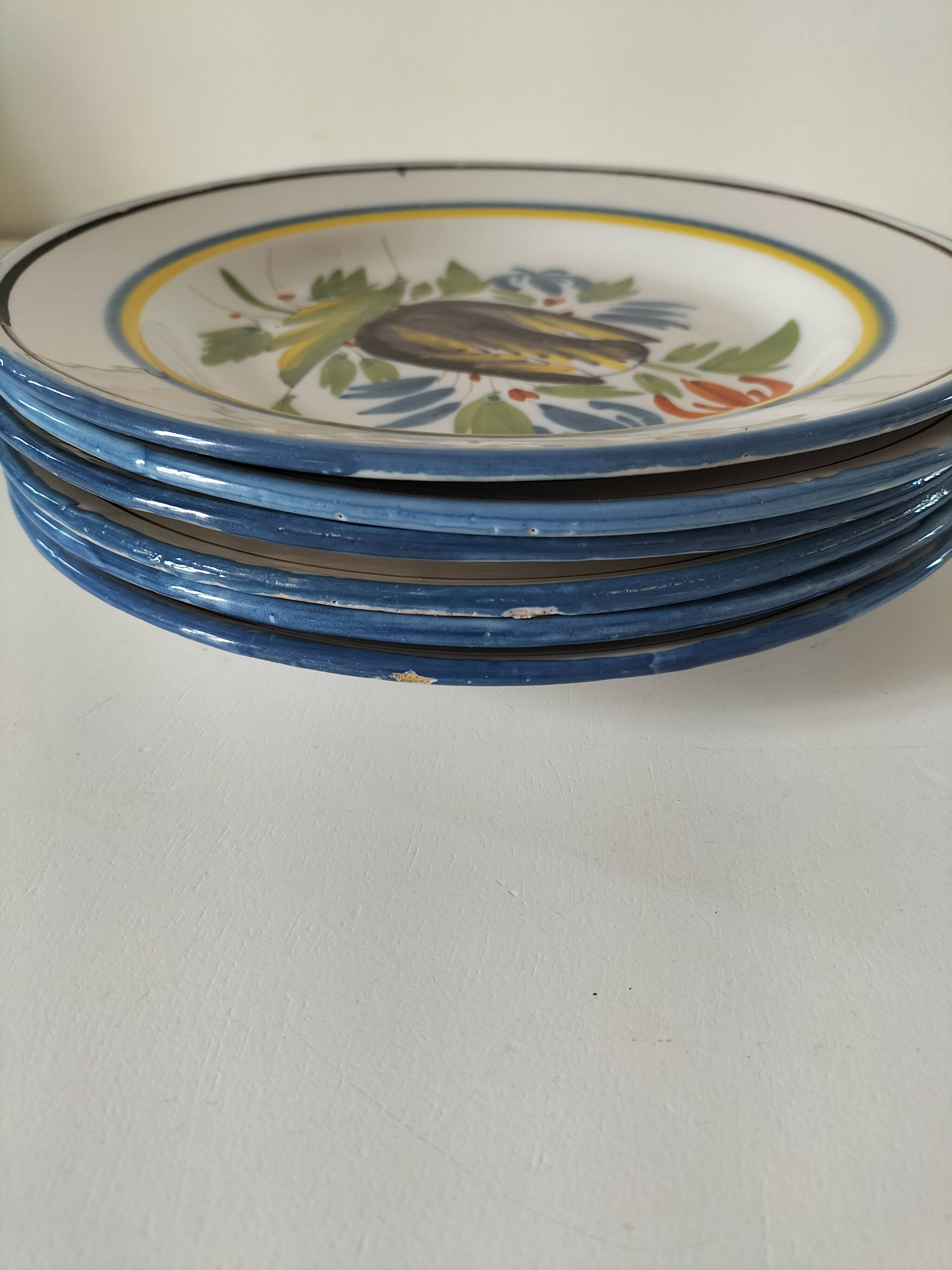 6 earthenware plates from the East - vintage 1960s
