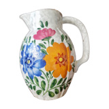 Pitcher vase shiny flowered ceramic