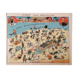 Affiche ancienne carte de l'Algérie- 1931
