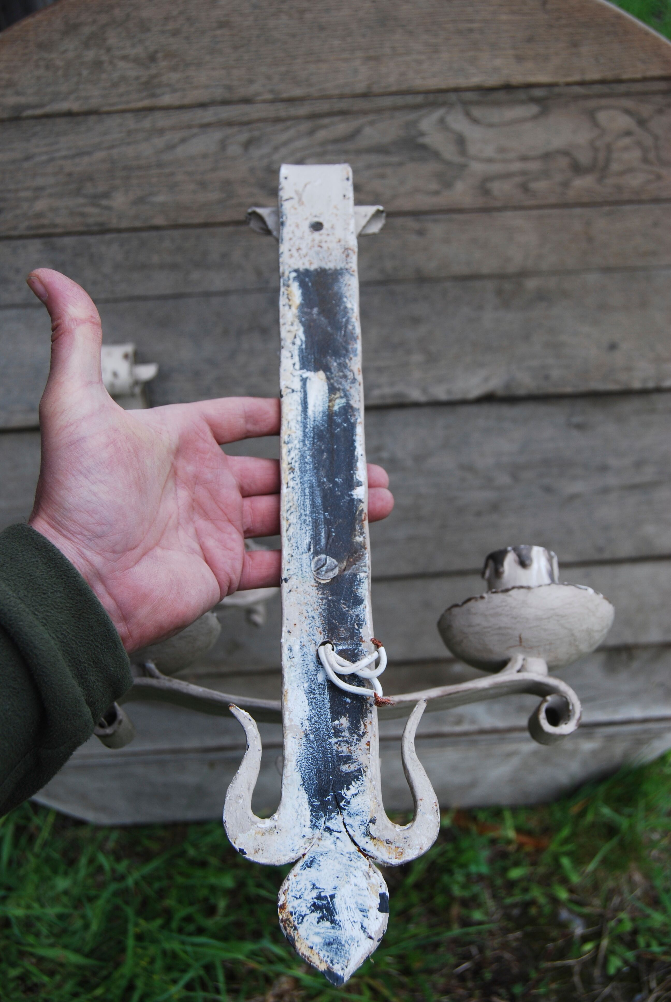 Pair of wrought-iron wall sconces