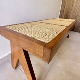 Solid wood and cane bench