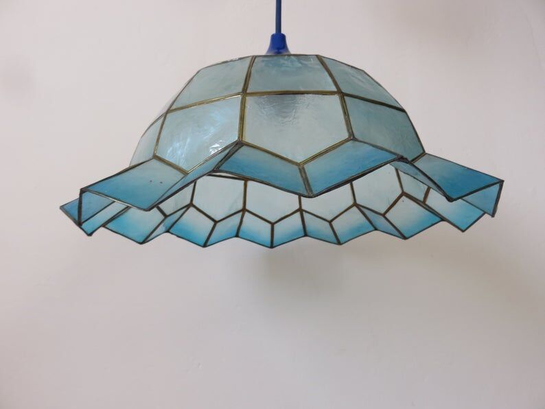 Suspension in blue mother-of-pearl and brass 70s