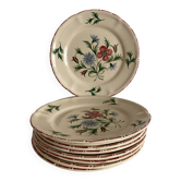 Dessert plates in faience from Desvres, hand-decorated.