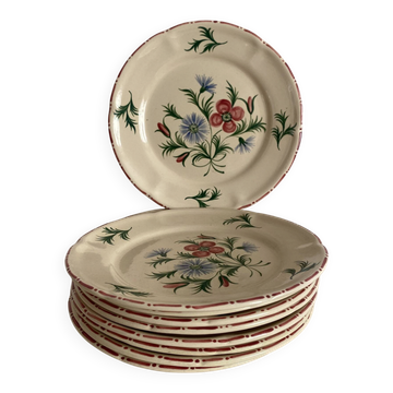 Assiettes  à dessert en faênce de Desvres décor à la main