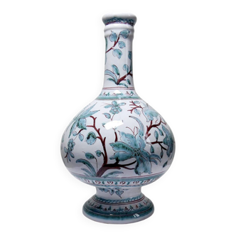Vase soliflore, bouteille sur pied en céramique portugaise artisanale Conimbrig