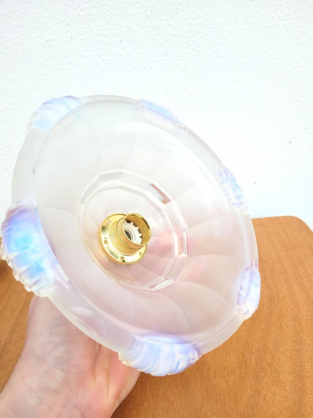 Lampe baladeuse Art déco en verre iridescent