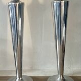 Pair of aluminium cast candle holders 52cm