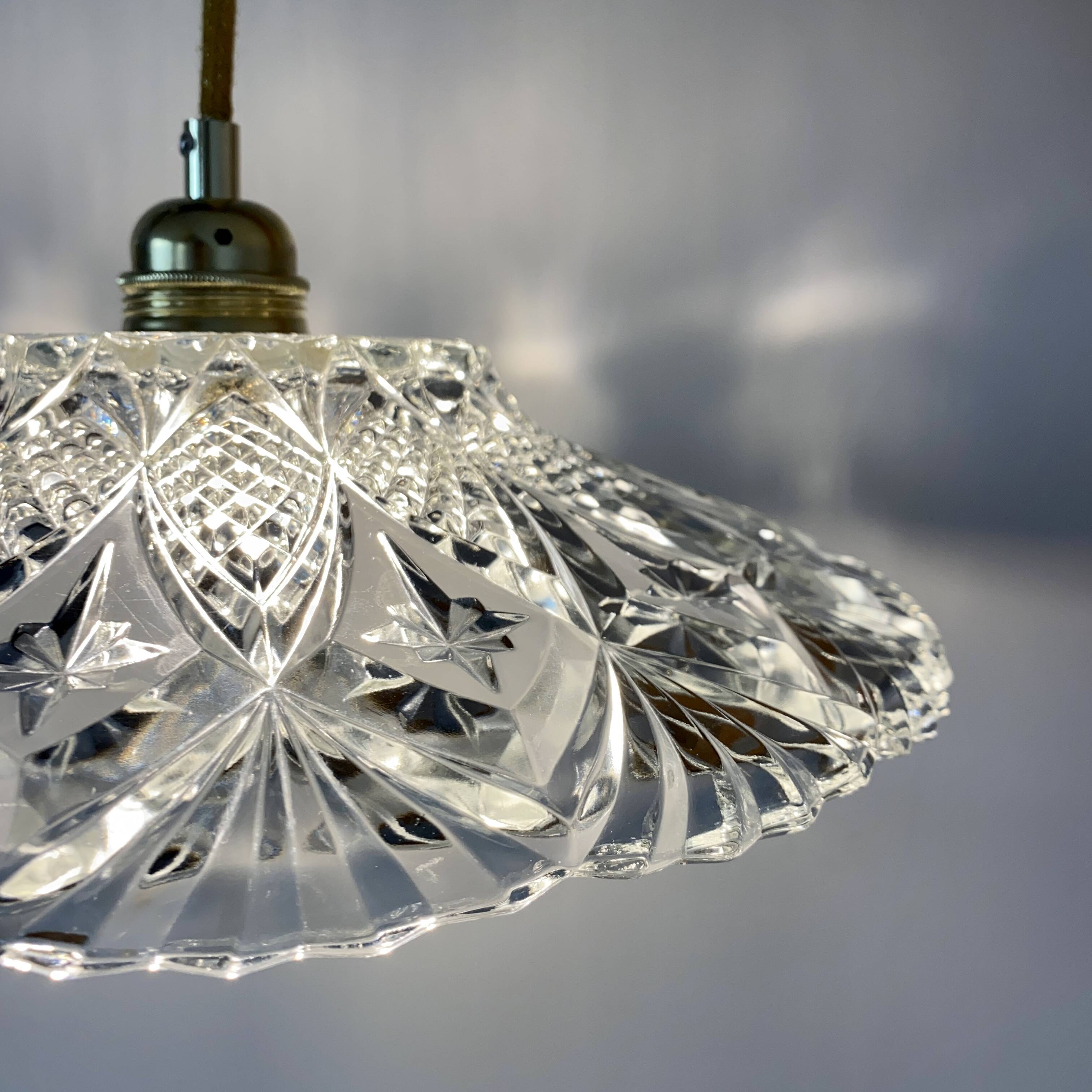 Vintage glass lampshade pendant light - tableware collection -
