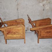 Fauteuils de véranda vintage en bois avec marqueterie incrustée 1930s