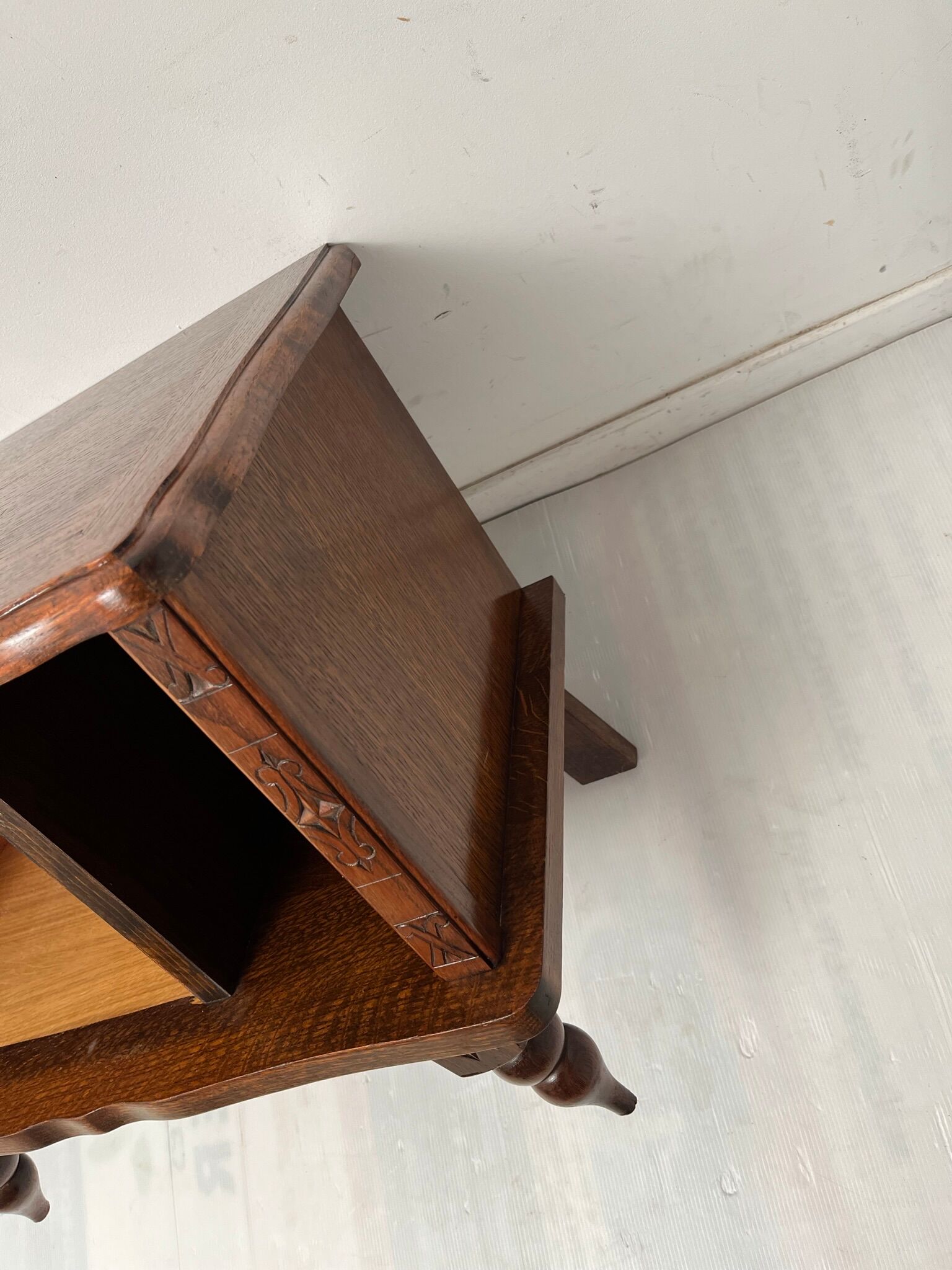 Vintage carved wooden bedside table