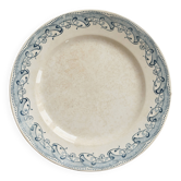 Plat de service rond terre de fer Creil et Montereau - Décor bleu