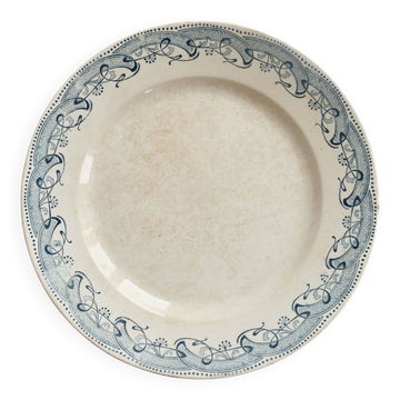 Round serving dish in Creil and Montereau ironstone - Blue decoration