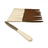 Lot 12 steel knives old vintage white sleeve