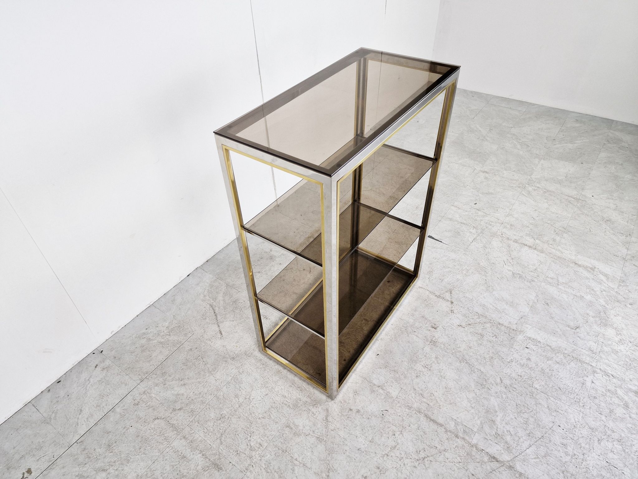 Etagère laiton vintage et chrome, années 1970