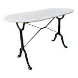 Godin bistro table in white marble and cast iron base made in france
