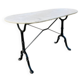 Godin bistro table in white marble and cast iron base made in france