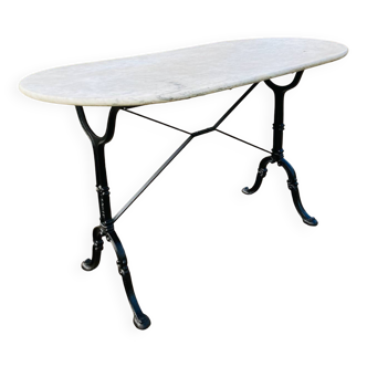 Godin bistro table in white marble and cast iron base made in france