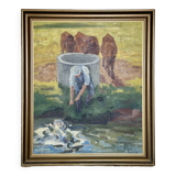 Framed oil on canvas by a Scandinavian artist, signed, painting from the 1940s.