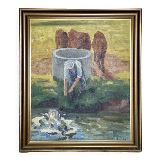 Framed oil on canvas by a Scandinavian artist, signed, painting from the 1940s.