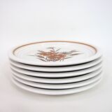 6 small white stoneware dessert plates - floral decoration - Country Charm Collection