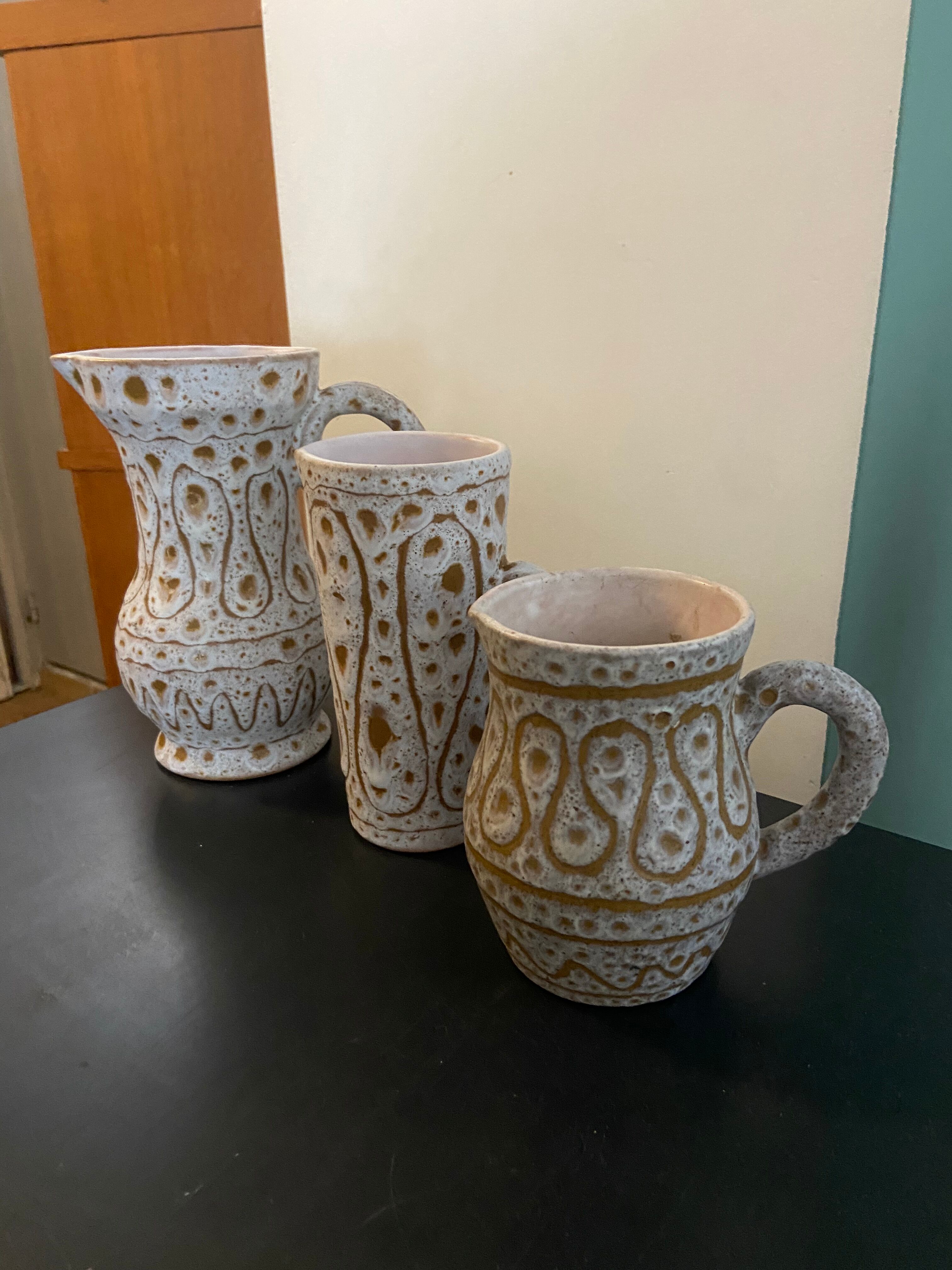 Series of 3 ceramics by Jean Austruy Vallauris 60s