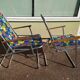 Lot de 4 chaise de camping pliante vintage bleu fleur