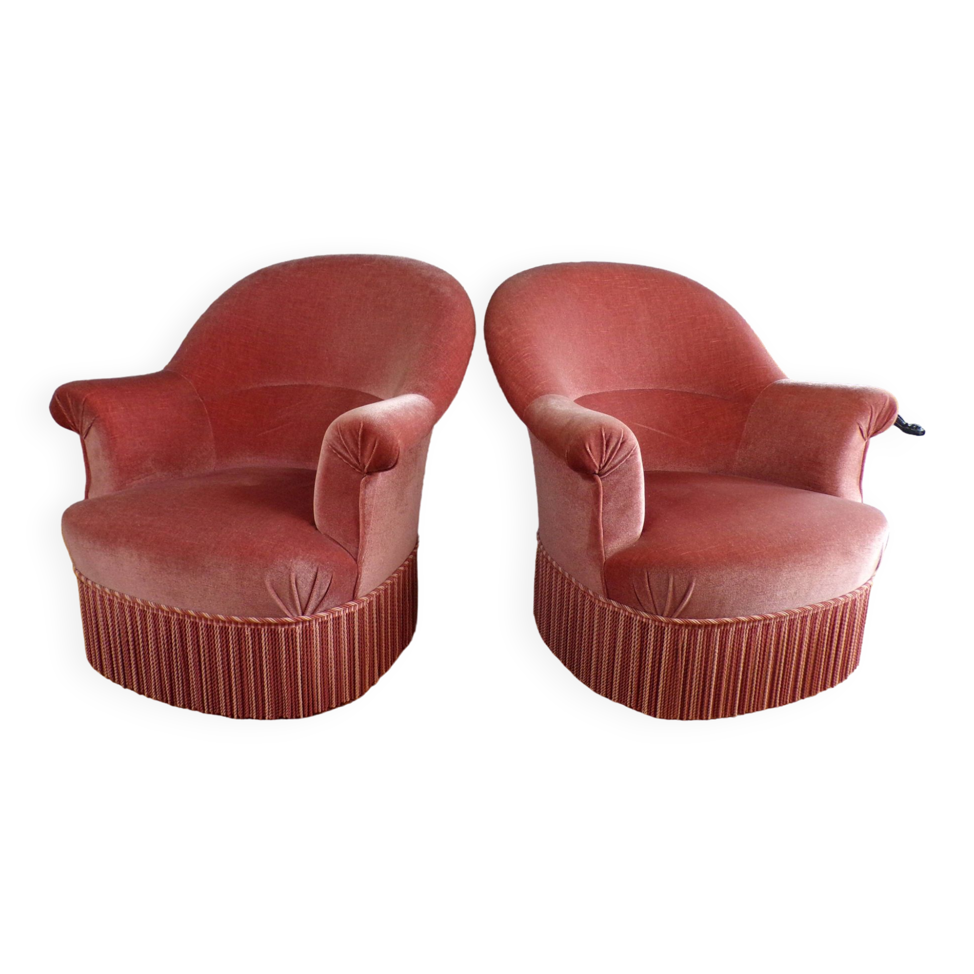 Pair of pink toad armchairs