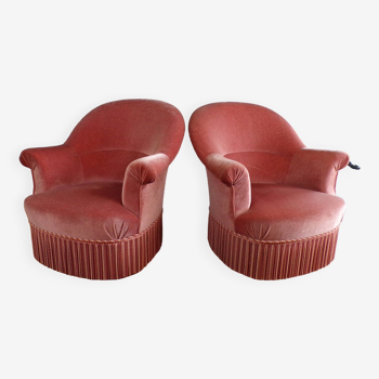 Pair of pink toad armchairs