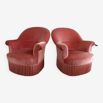 Paire de fauteuils crapaud roses