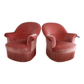 Paire de fauteuils crapaud roses