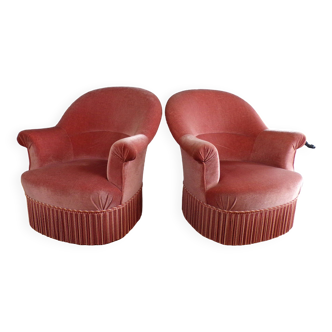 Paire de fauteuils crapaud roses