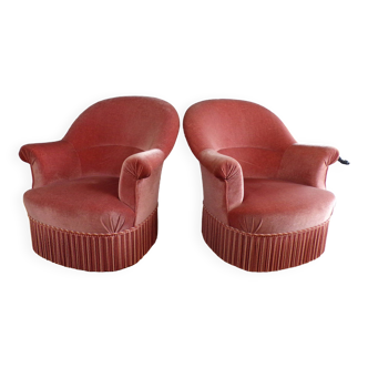 Pair of pink toad armchairs