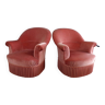 Paire de fauteuils crapaud roses