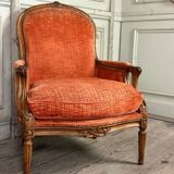 Pair of transitional carved wooden armchairs, 18th century