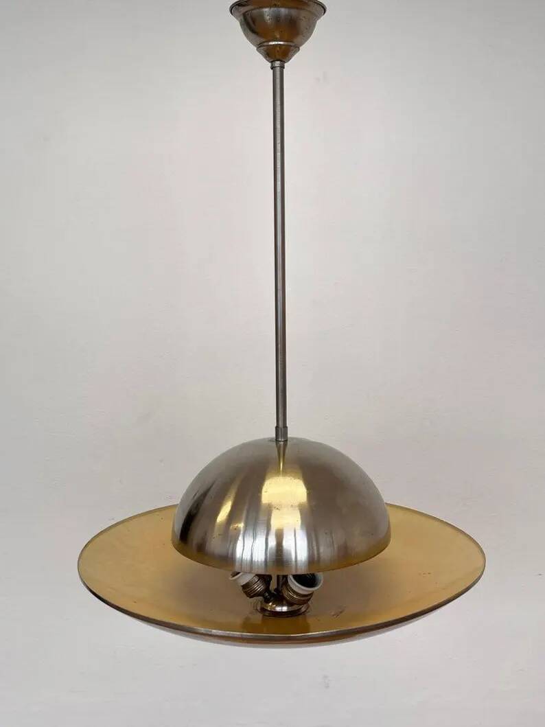 Chrome Bauhaus pendant - Czechoslovakia, circa 1930s / functionalism