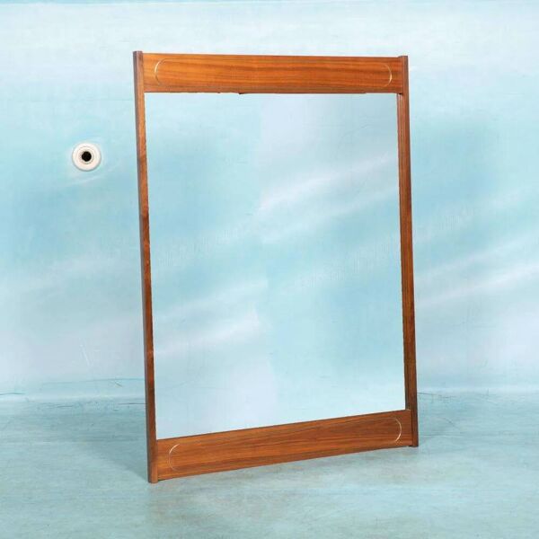Miroir design vintage scandinave, miroir MidMod en teck