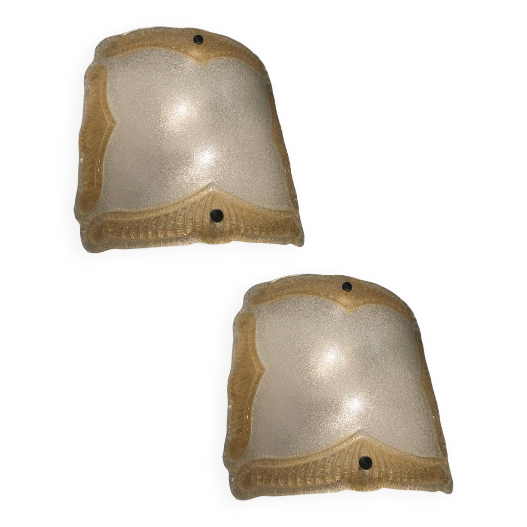 Large Murano Glass Sconces/ Flushmounts Set of 2