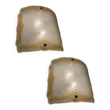 Large Murano Glass Sconces/ Flushmounts Set of 2