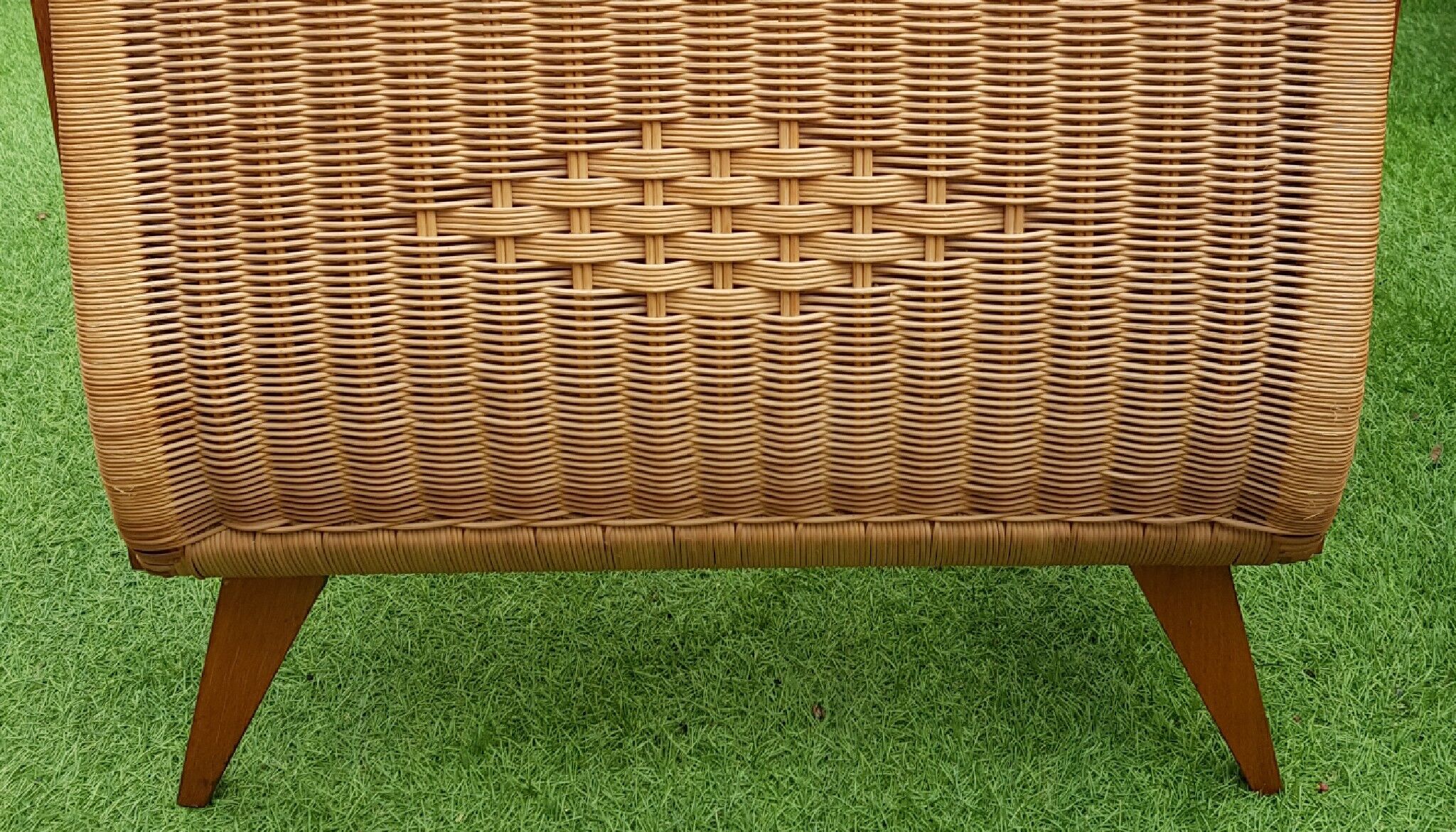 Bed wood and rattan 1960