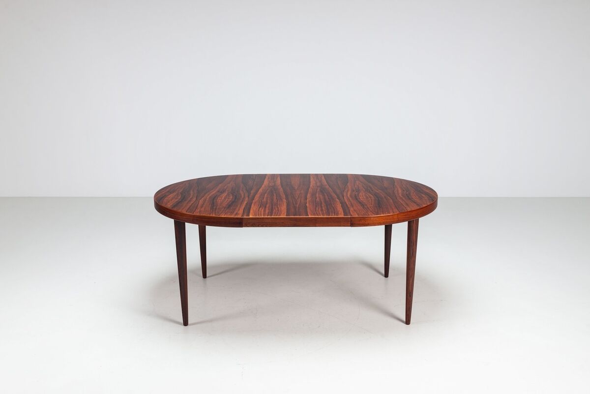 Table à manger ovale Kai Kristiansen en palissandre Villy Schou Andersen Danemark 1960