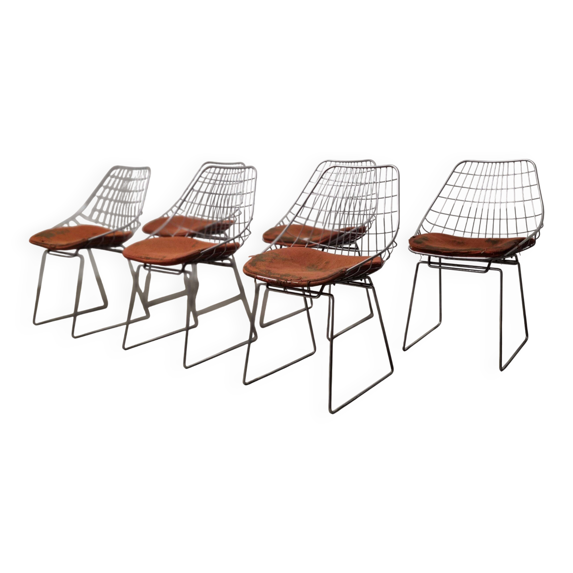 Set of six SM05 wire chairs by Cees Braakman for Pastoe, 1960s