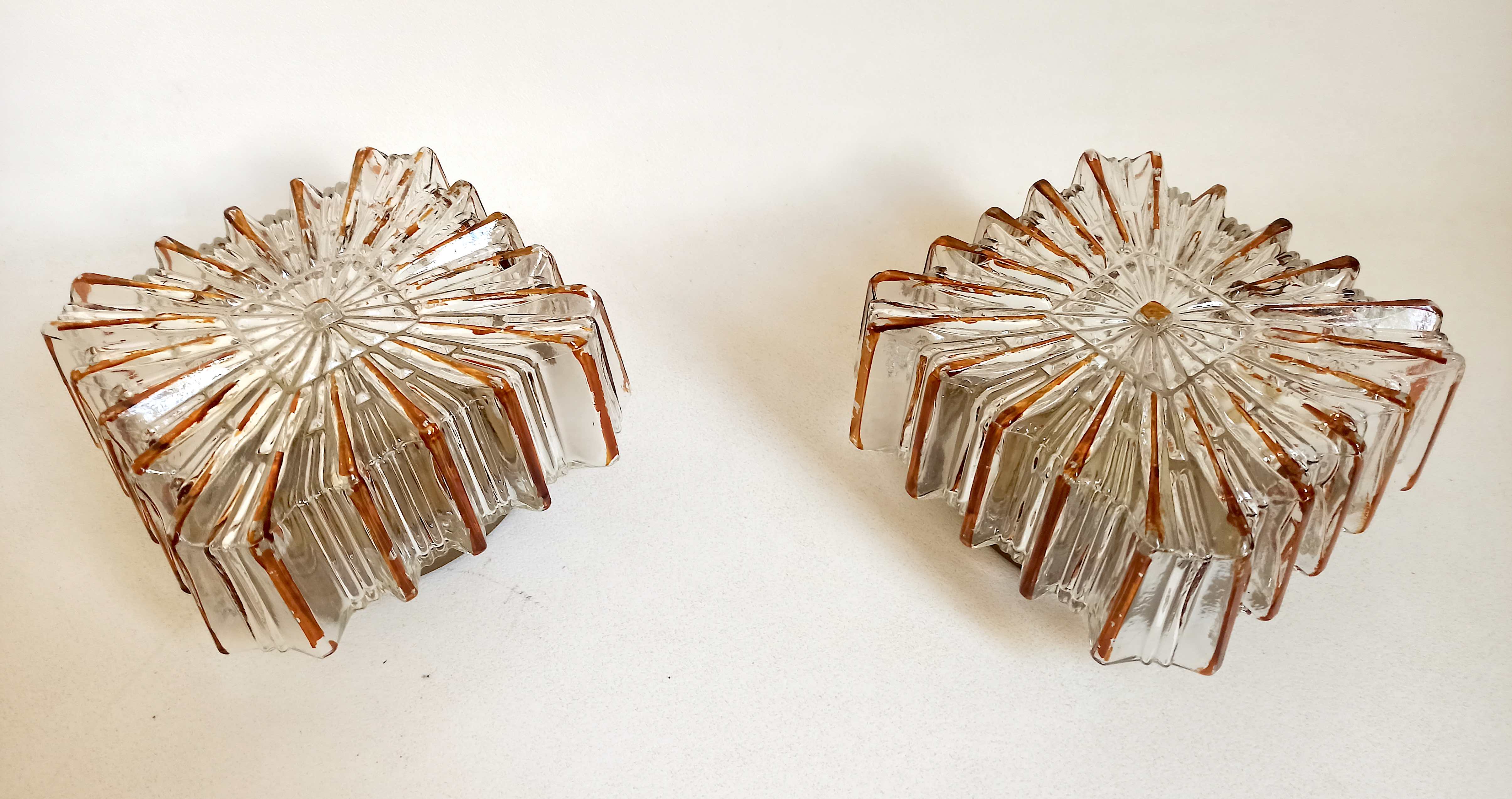 Pair of ceiling lights or wall sconces 70s