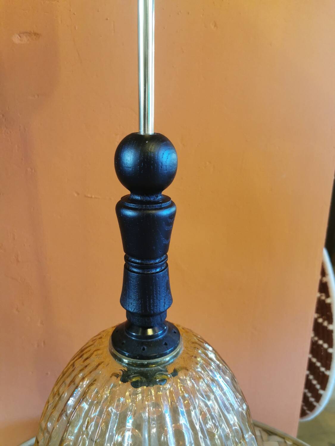Vintage amber glass pendant light
